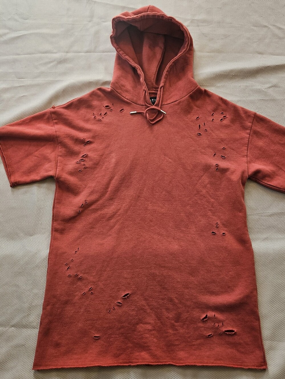PacSun Distressed Hoodie rust/burnt red Orange Small Short Sleeve grunge Street